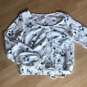 White And Blue Floral Shirt